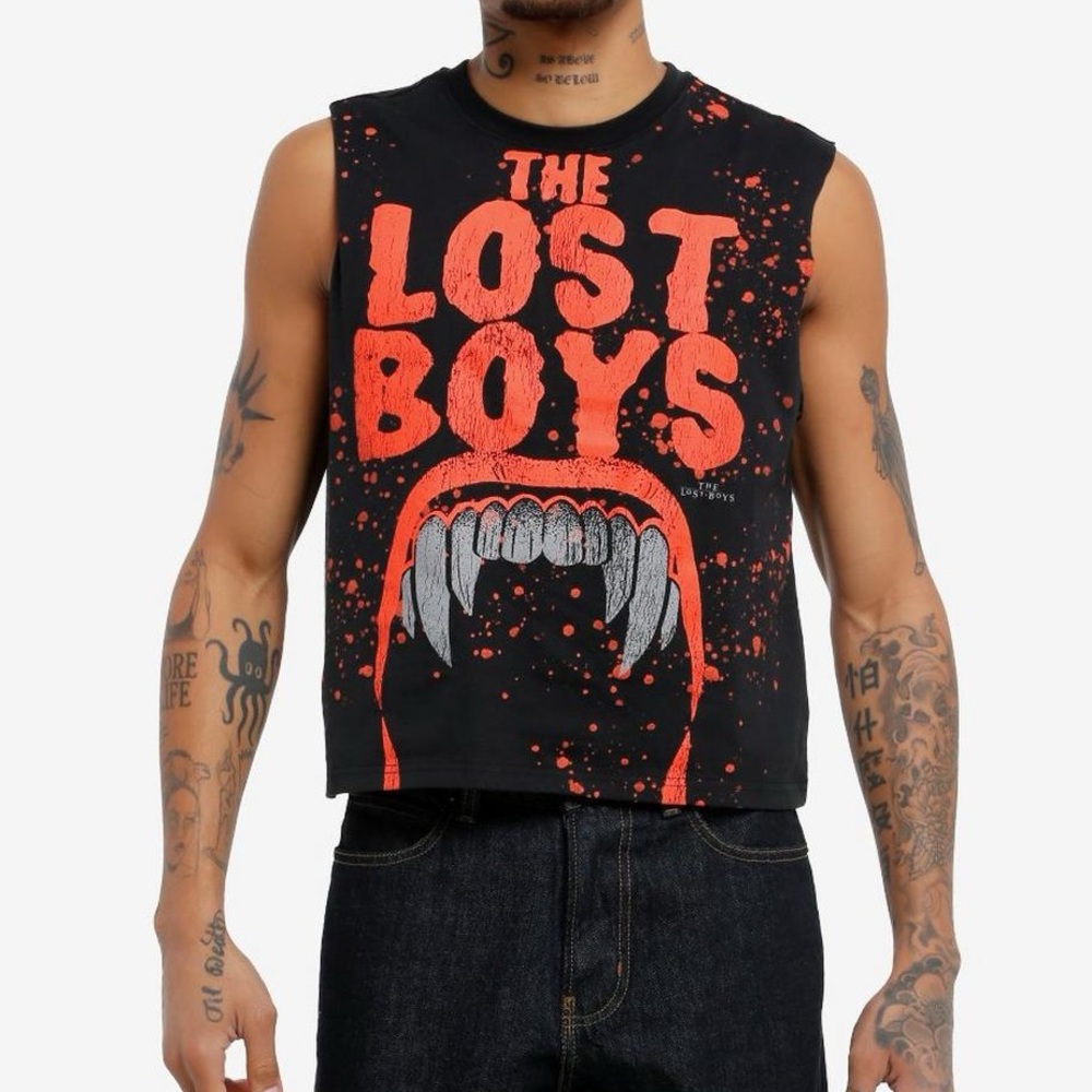 Unisex The Lost Boys Fangs Crop Muscle Tank Top‎ Hot Topic Horror Halloween